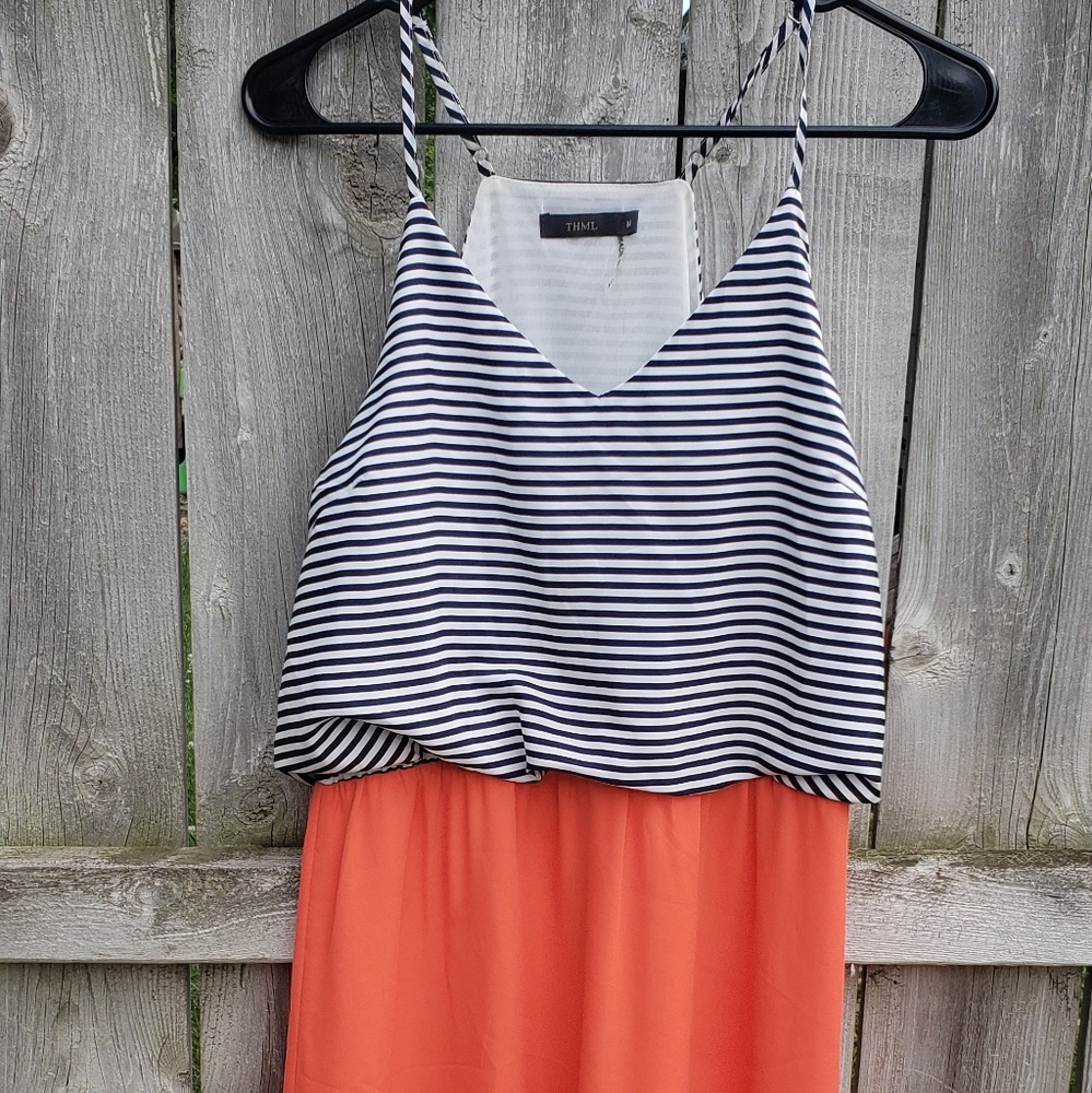 Orange and Navy Dress